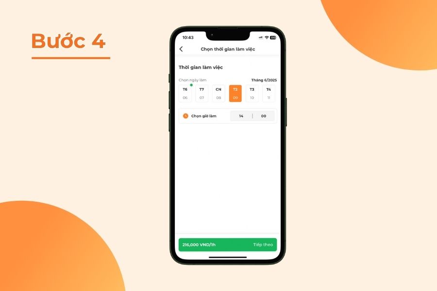 Chọn ngày và giờ để đặt lịch.