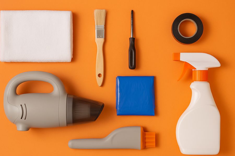 Chuẩn bị dụng cụ vệ sinh máy lạnh Toshiba.