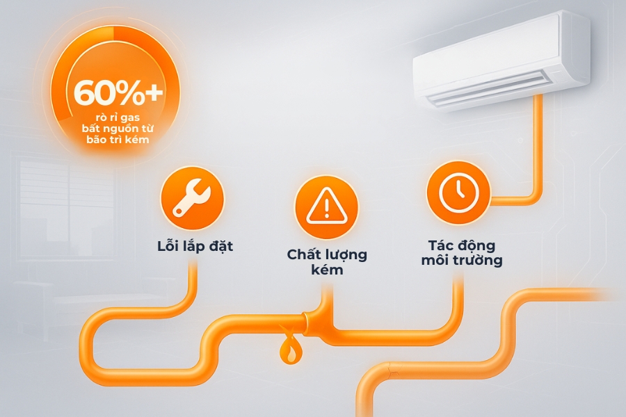 (Hình minh hoạ) 60% rò rỉ gas bắt nguồn từ việc bảo trì kém.