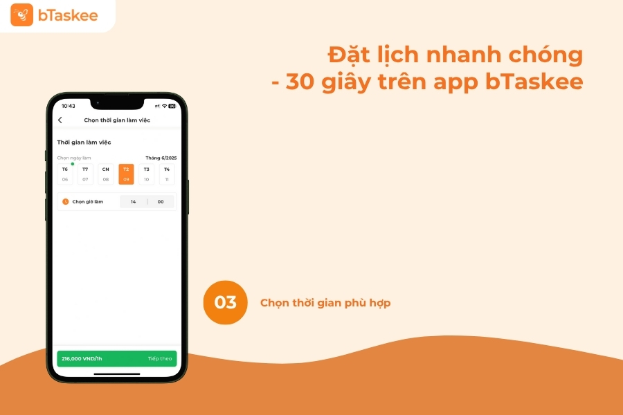 Nhập thời gian (ngày và giờ) phù hợp.