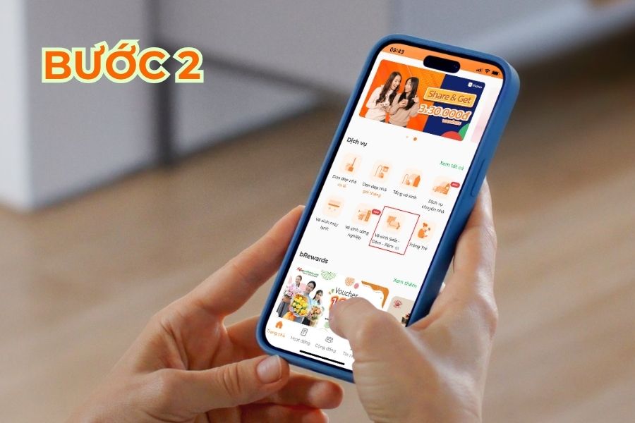 Chọn dịch vụ giặt thảm.