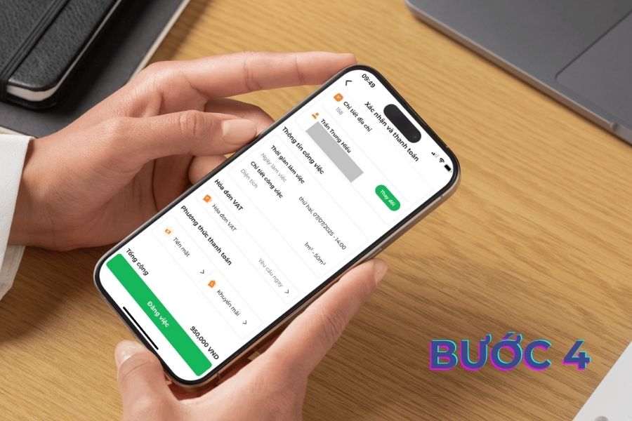 Hoàn tất đặt dịch vụ.