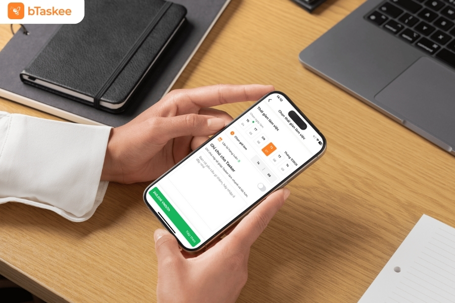 Lựa chọn ngày và giờ.