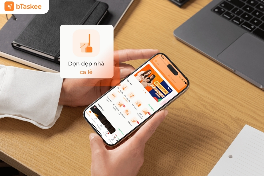 Nhấp vào mục “Dọn dẹp nhà - Ca lẻ” trong danh mục dịch vụ.