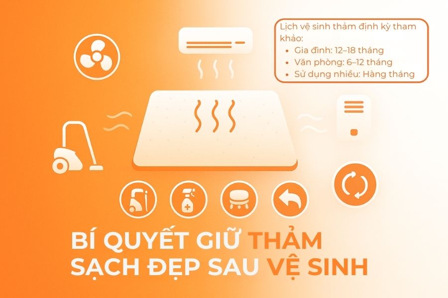 Những lưu ý quan trọng để bảo quản thảm sau khi giặt.