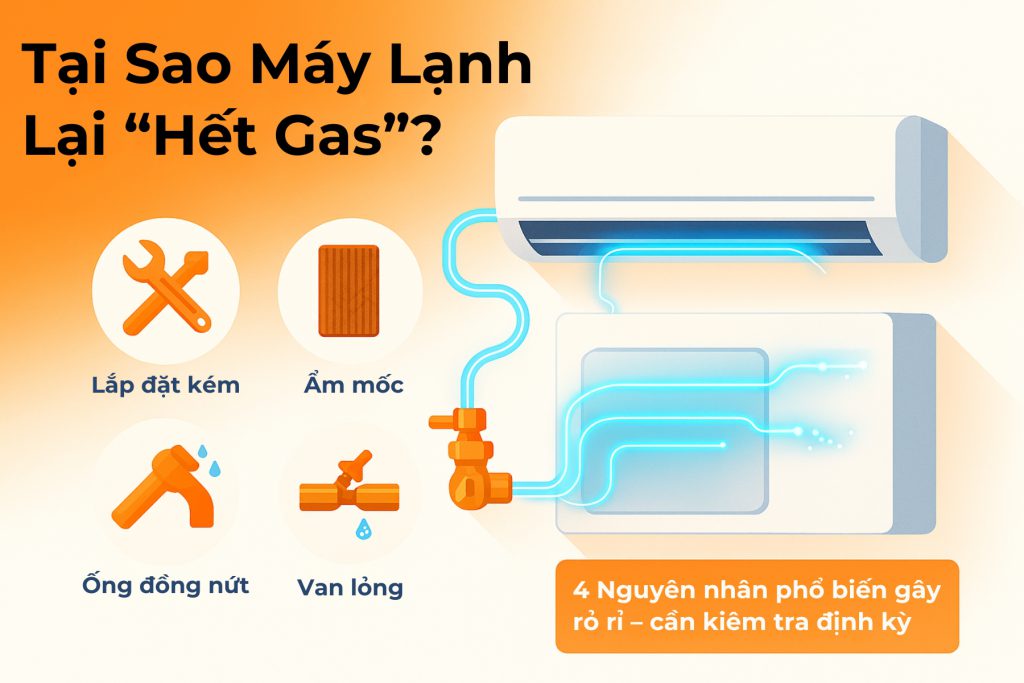 4 nguyên nhân chính làm cho máy lạnh hết gas.