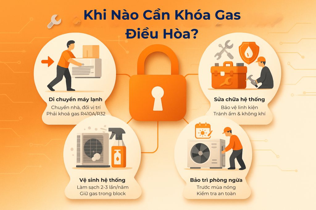 4 trường hợp cần khóa gas điều hoà.
