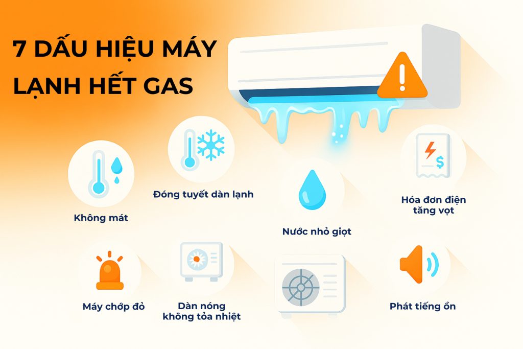 7 dấu hiệu máy lạnh hết gas có thể tự kiểm tra tại nhà.