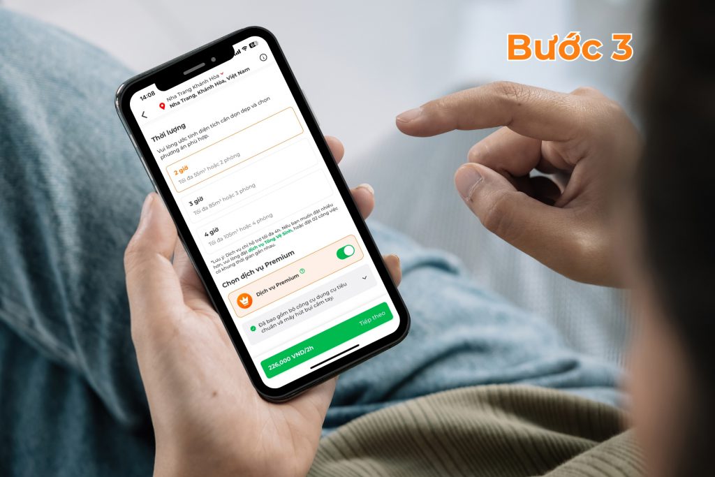 Chọn thời lượng và dịch vụ Premium (nếu có nhu cầu).