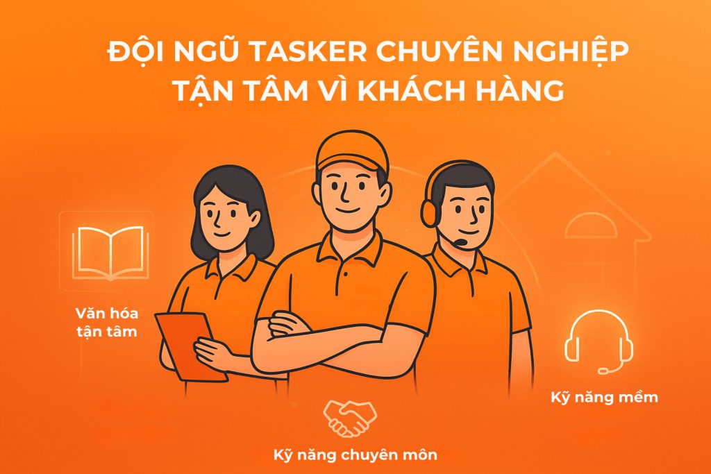 Đội ngũ tasker luôn tận tâm vì khách hàng với 3 tiêu chí cốt lõi.