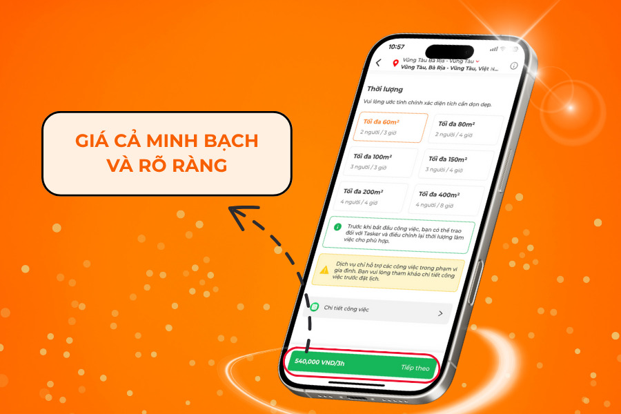 Giá cả minh bạch ngay từ bước đặt lịch đầu tiên.