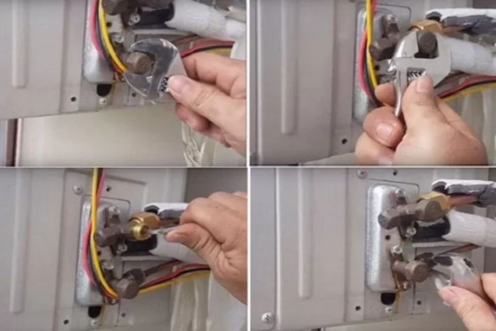 Khóa van gas đường to bằng mỏ lết 12 inch.