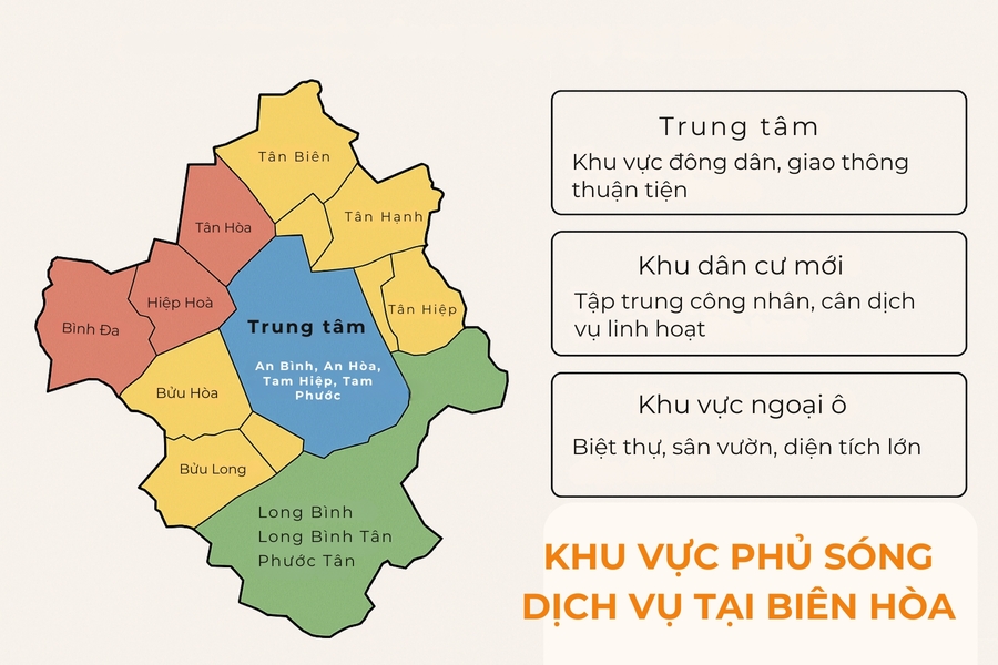 Khu vực phủ sóng dịch vụ tại Biên Hoà.