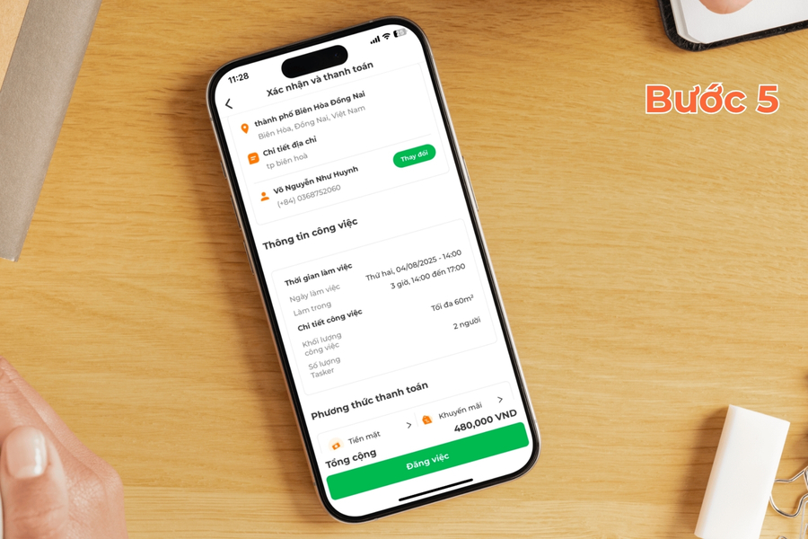 Kiểm tra, thanh toán và đăng việc.