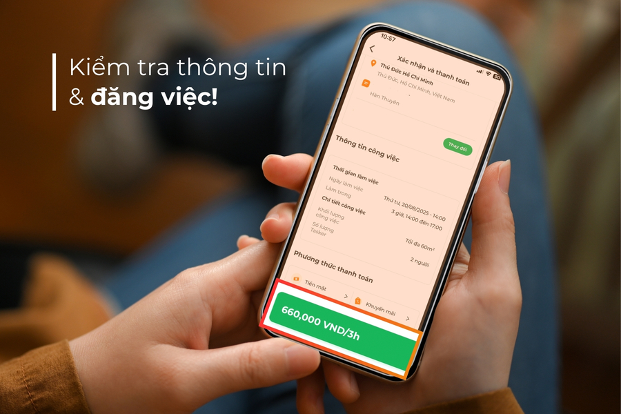 Kiểm tra thông tin và thanh toán.