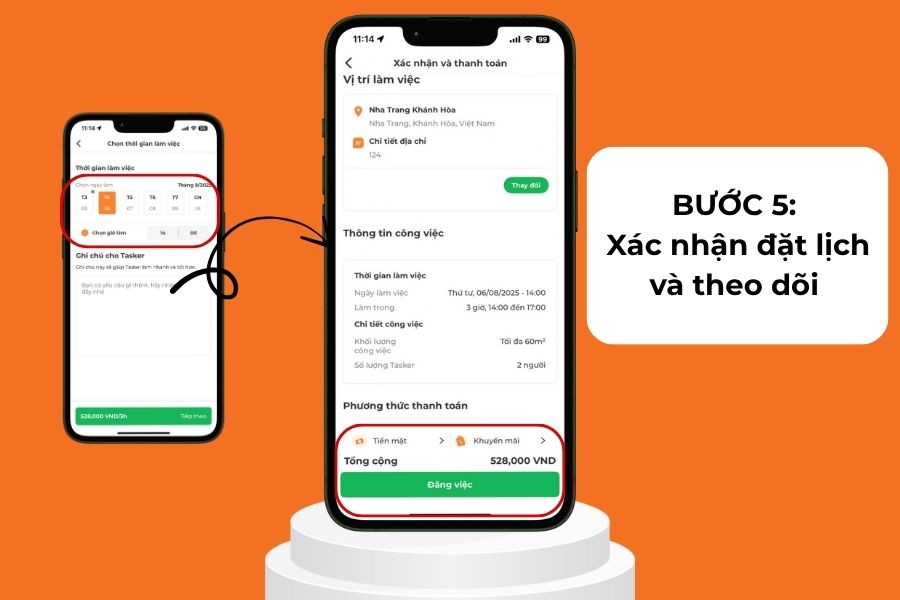 Kiểm tra thông tin và xác nhận thanh toán.