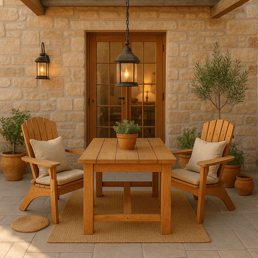 Patio Rustic yang Hangat dan Alami