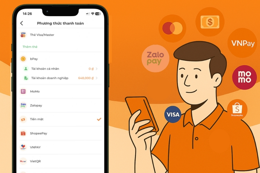 Phương thức thanh toán đa dạng.