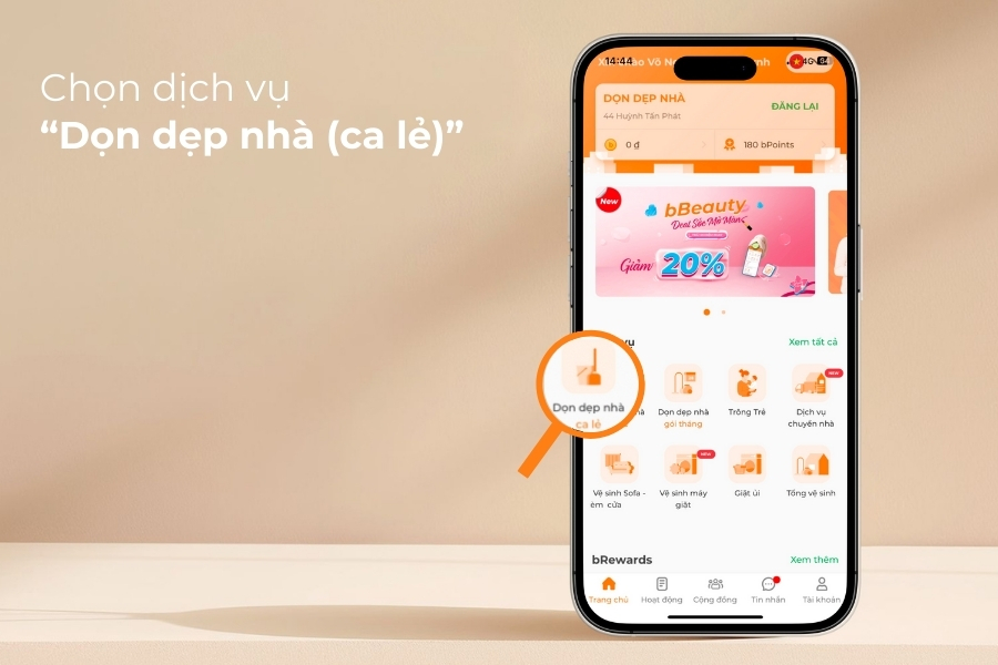 Chọn dịch vụ dọn dẹp nhà ca lẻ.