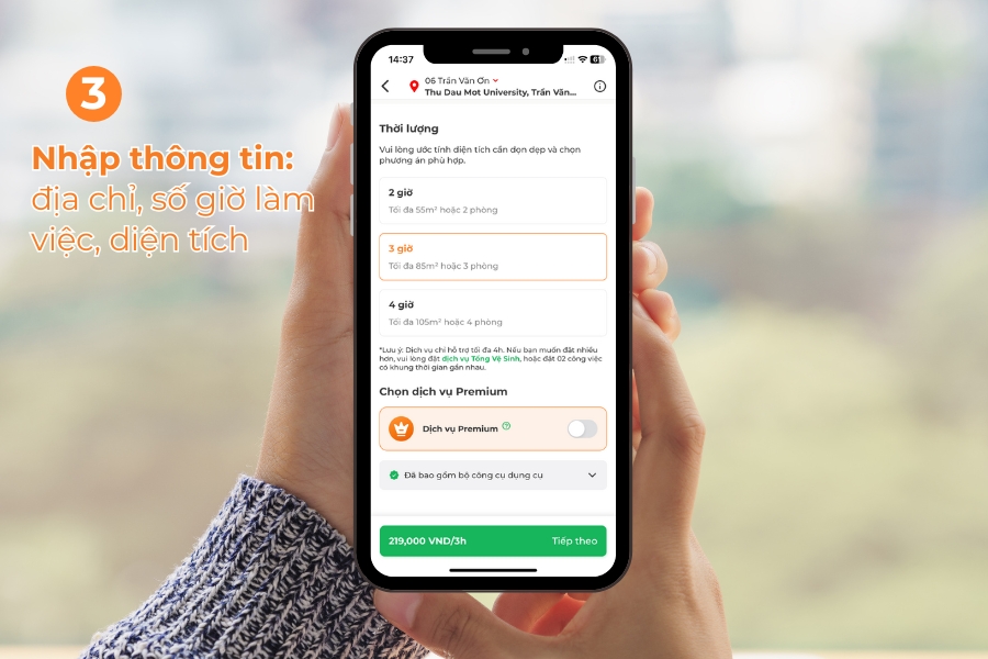 Nhập đầy đủ thông tin theo nhu cầu.