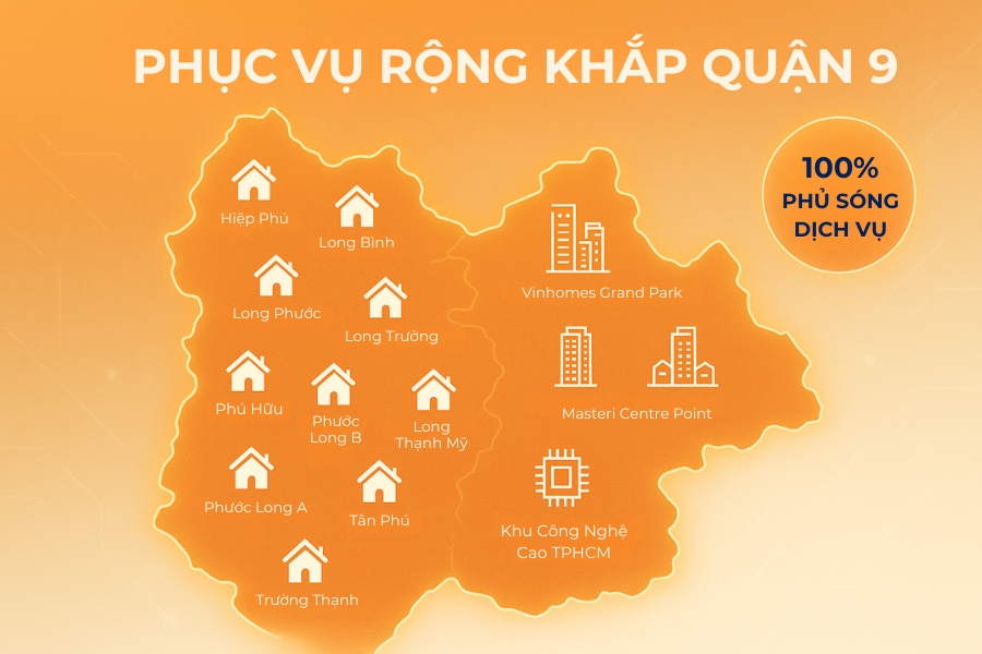 Phủ sóng toàn khu vực quận 9.
