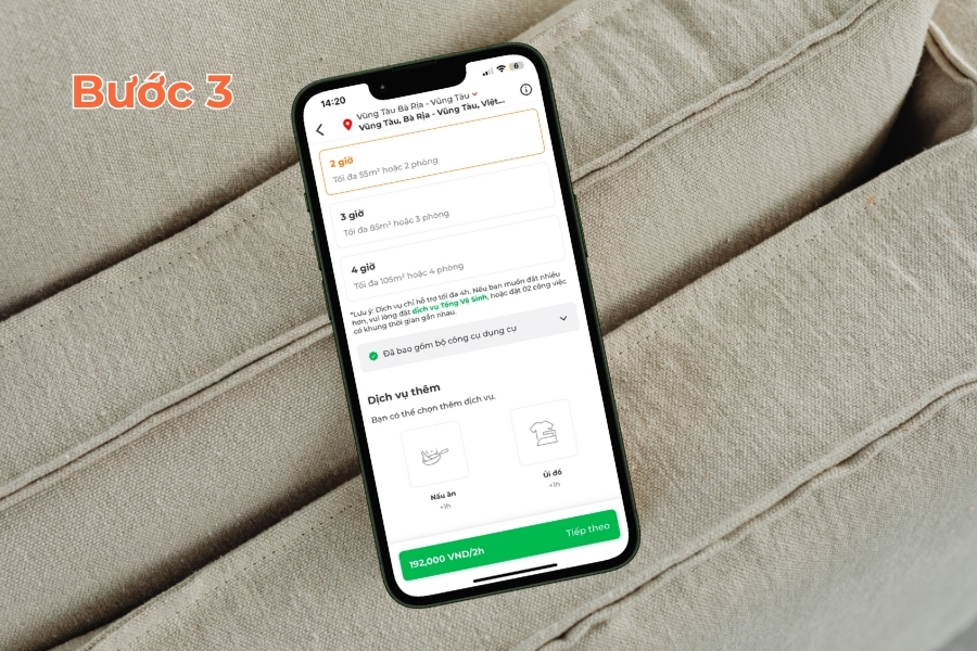 Ước tính thời gian và thời lượng dọn dẹp phù hợp.