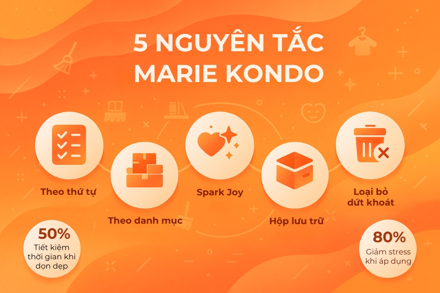 5 nguyên tắc cốt lõi của phương pháp Marie Kondo.