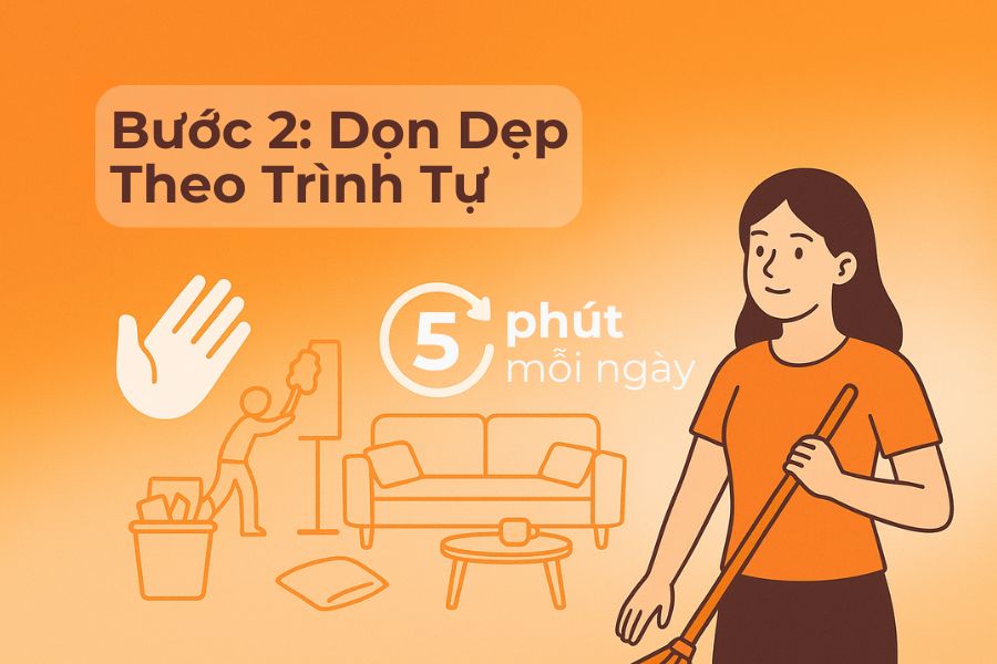 Bước 2: Dọn dẹp theo trình tự.