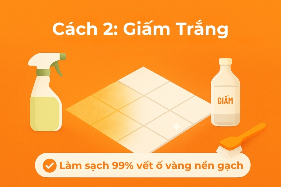 Cách 2: Dùng giấm trắng làm sạch vết ố nền gạch.