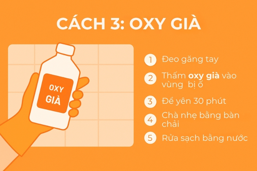 Cách 3: Tẩy vết ố bằng oxy già.