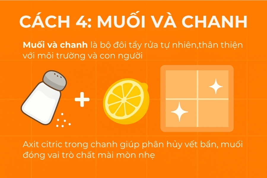 Cách 4: Dùng muối và chanh xử lý vết ố trên sàn nhà.