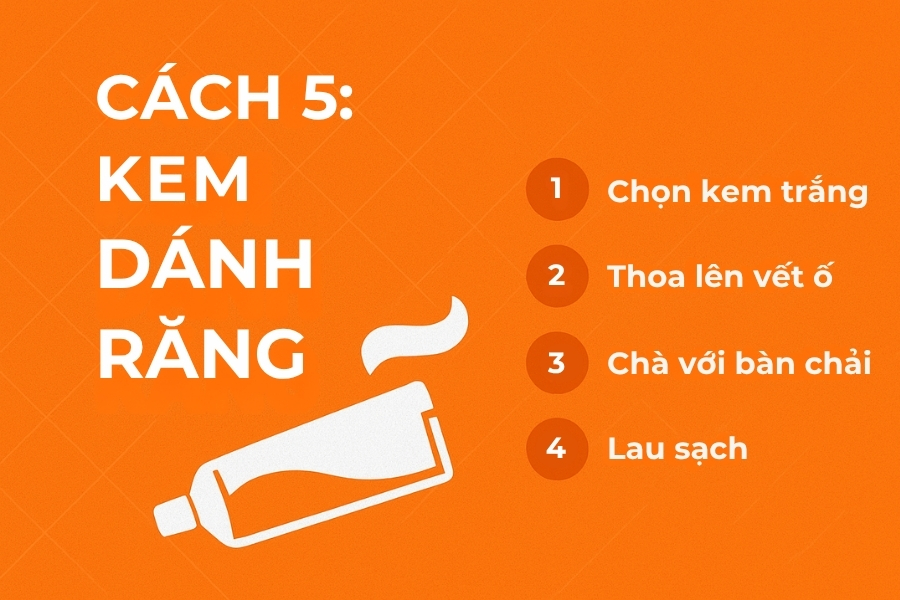 Cách 5: Dùng kem đánh răng tẩy vết ố nền gạch.
