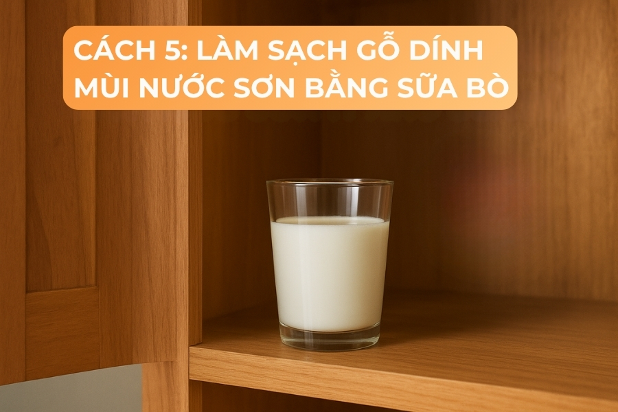 Cách 5: Làm sạch gỗ dính mùi nước sơn bằng sữa bò.