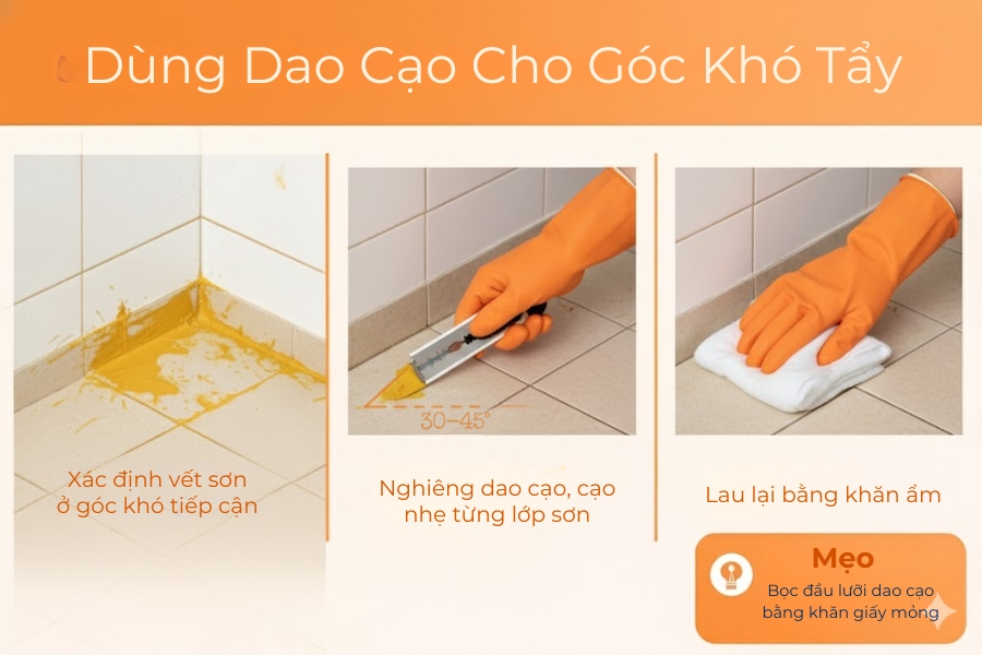 Cách tẩy sơn bằng dao cạo.