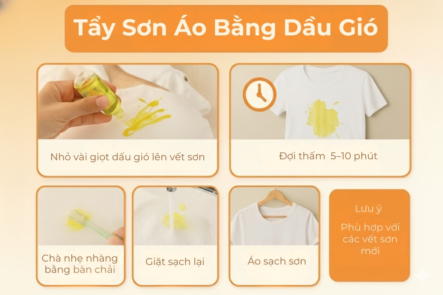 Cách tẩy sơn trên áo bằng dầu gió.