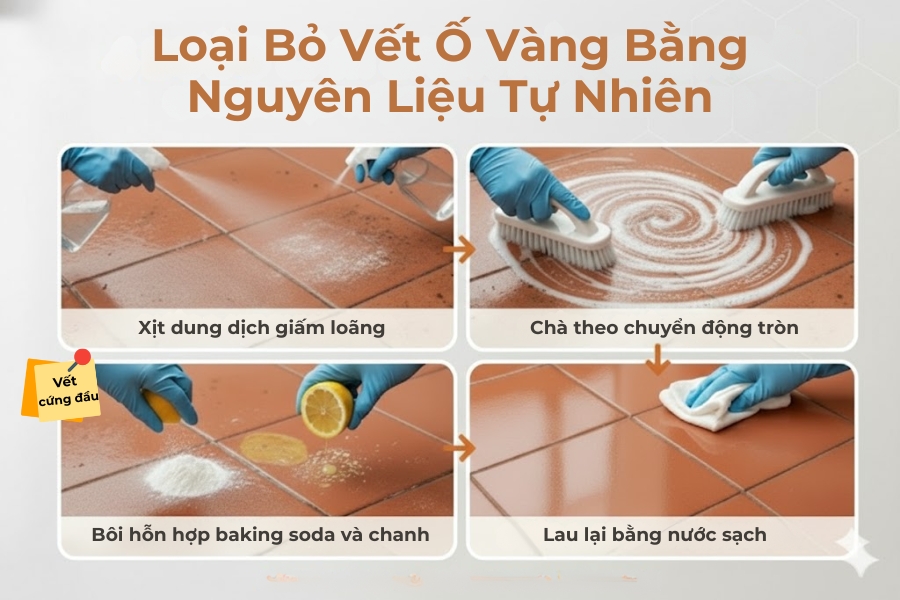 Cách tẩy vết ố vàng bằng hỗn hợp nước cốt chanh và baking soda.