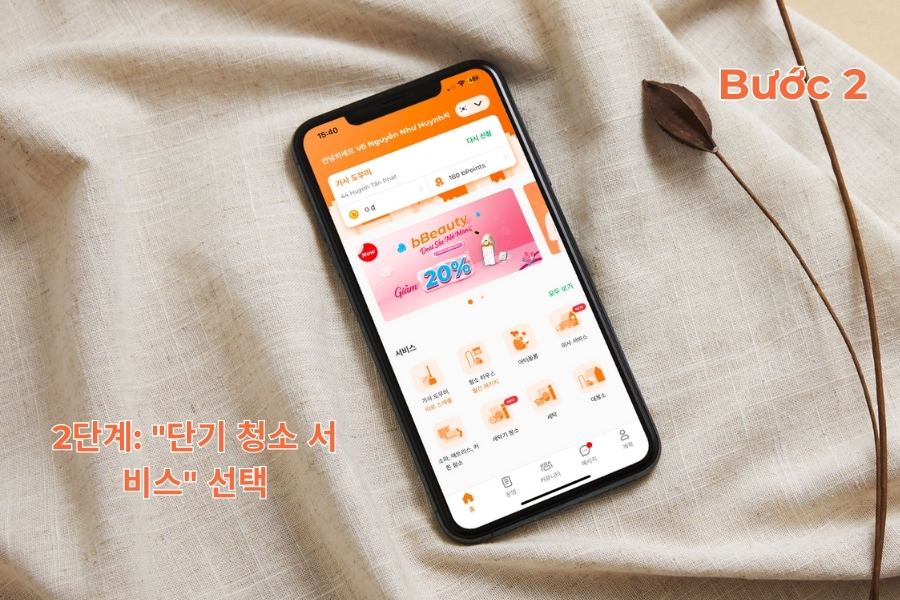 Chọn dịch vụ "Dọn dẹp nhà theo ca lẻ".