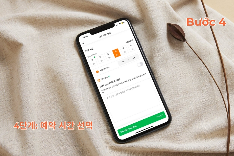 Chọn thời gian thực hiện.
