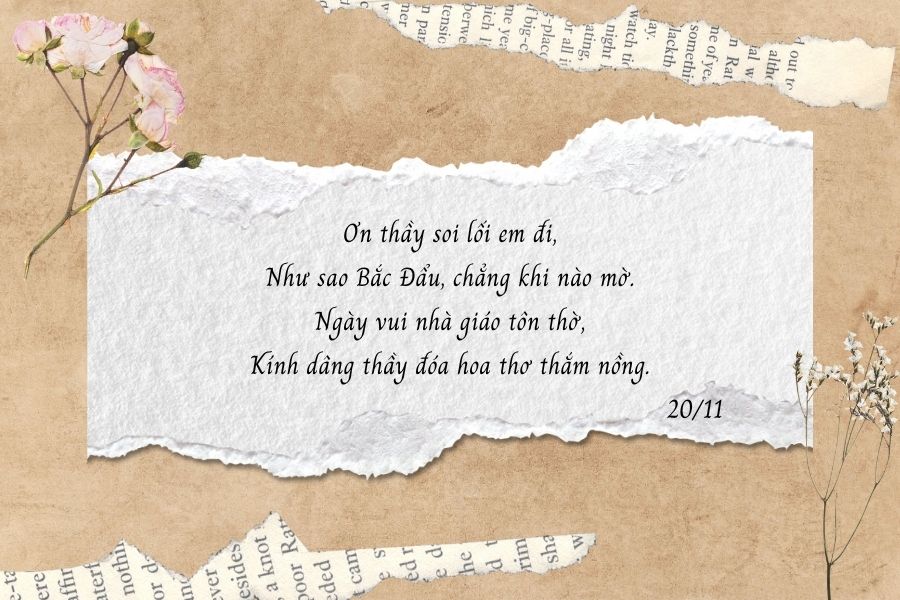 Chúc 20/11 đến giáo viên đôi lúc có thể bằng những vần thơ, văn ngắn.