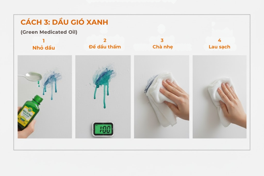 Dầu gió xanh có tác dụng mạnh với các vết bẩn có gốc dầu.