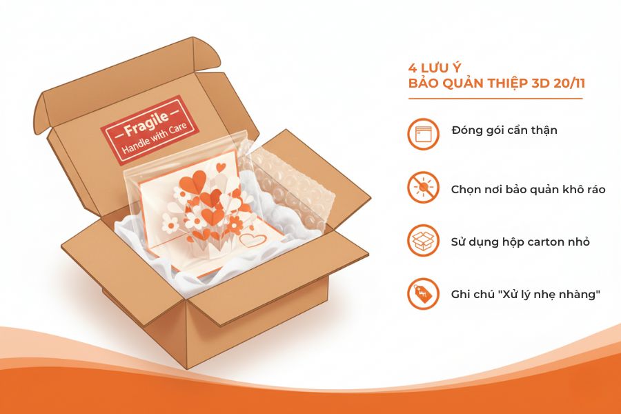 Hãy lưu ý cách bảo quản để tấm thiệp được đẹp bền nhé!