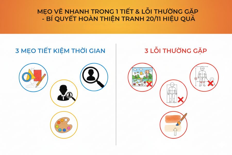 Hãy tận dụng những lưu ý và mẹo để hoàn thiện bức tranh vẽ 20/11 nhanh và đẹp nhất.