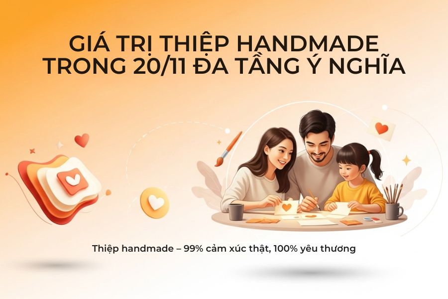 Làm thiệp 20/11 handmade mang rất nhiều ý nghĩa.