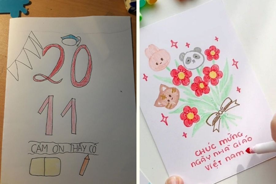 Mẫu Thiệp 20/11 Đơn Giản, Dễ Làm Dành Cho Học Sinh Tiểu Học - mẫu 2