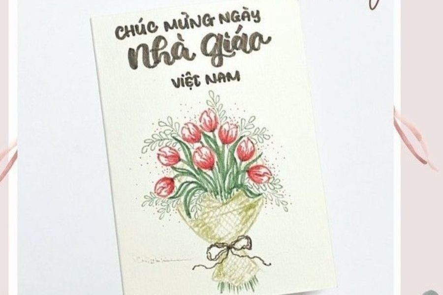 Mẫu Thiệp 20/11 Thanh Lịch Dành Cho Học Sinh THCS, THPT - mẫu 1