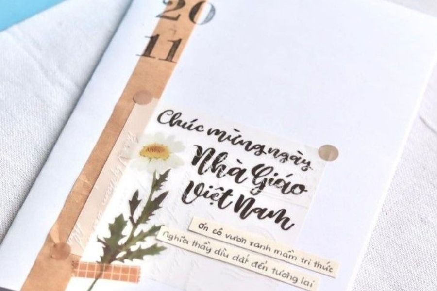 Mẫu Thiệp 20/11 Thanh Lịch Dành Cho Học Sinh THCS, THPT - mẫu 2