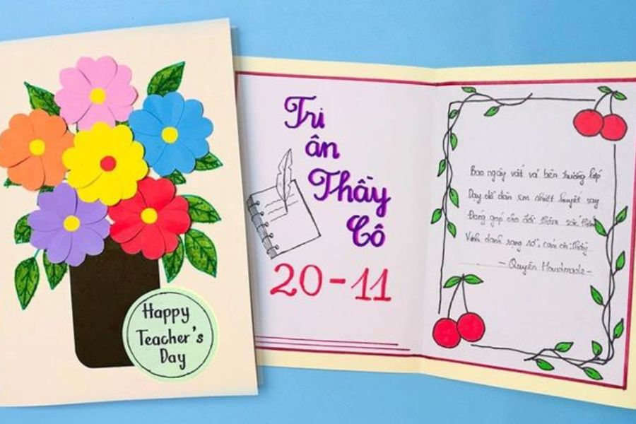 Mẫu Thiệp 20/11 Thanh Lịch Dành Cho Học Sinh THCS, THPT - mẫu 3