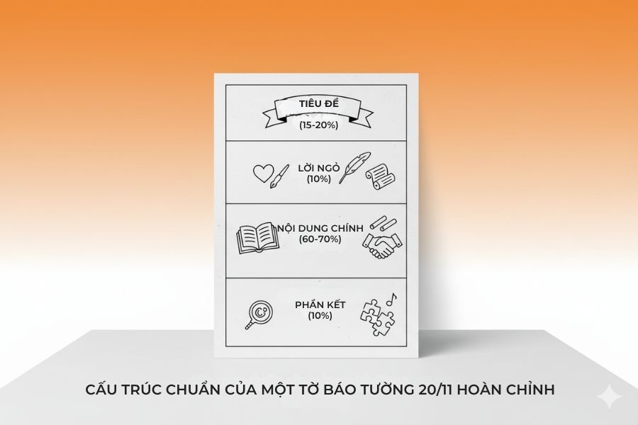 Mô tả 4 thành phần cấu tạo nên tờ báo tường 20/11.