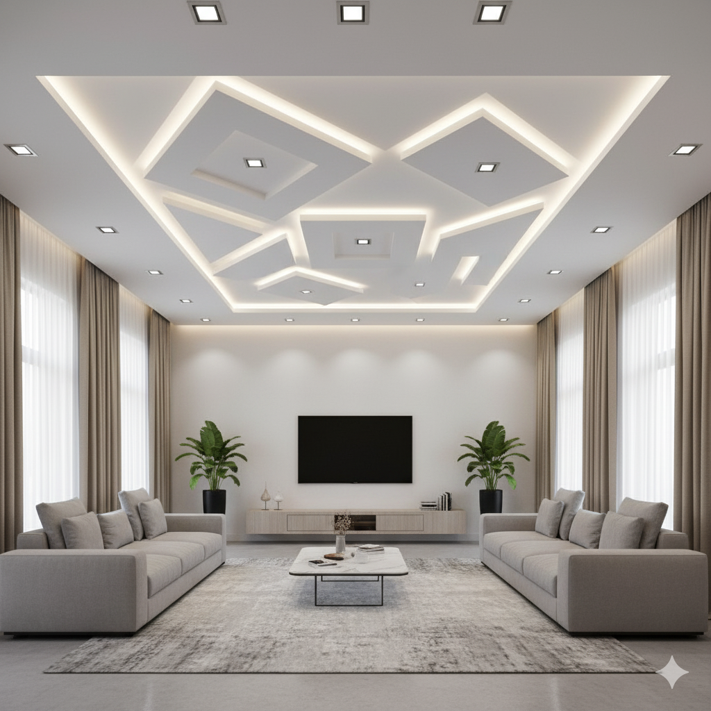 Plafon Gypsum Bentuk Geometris