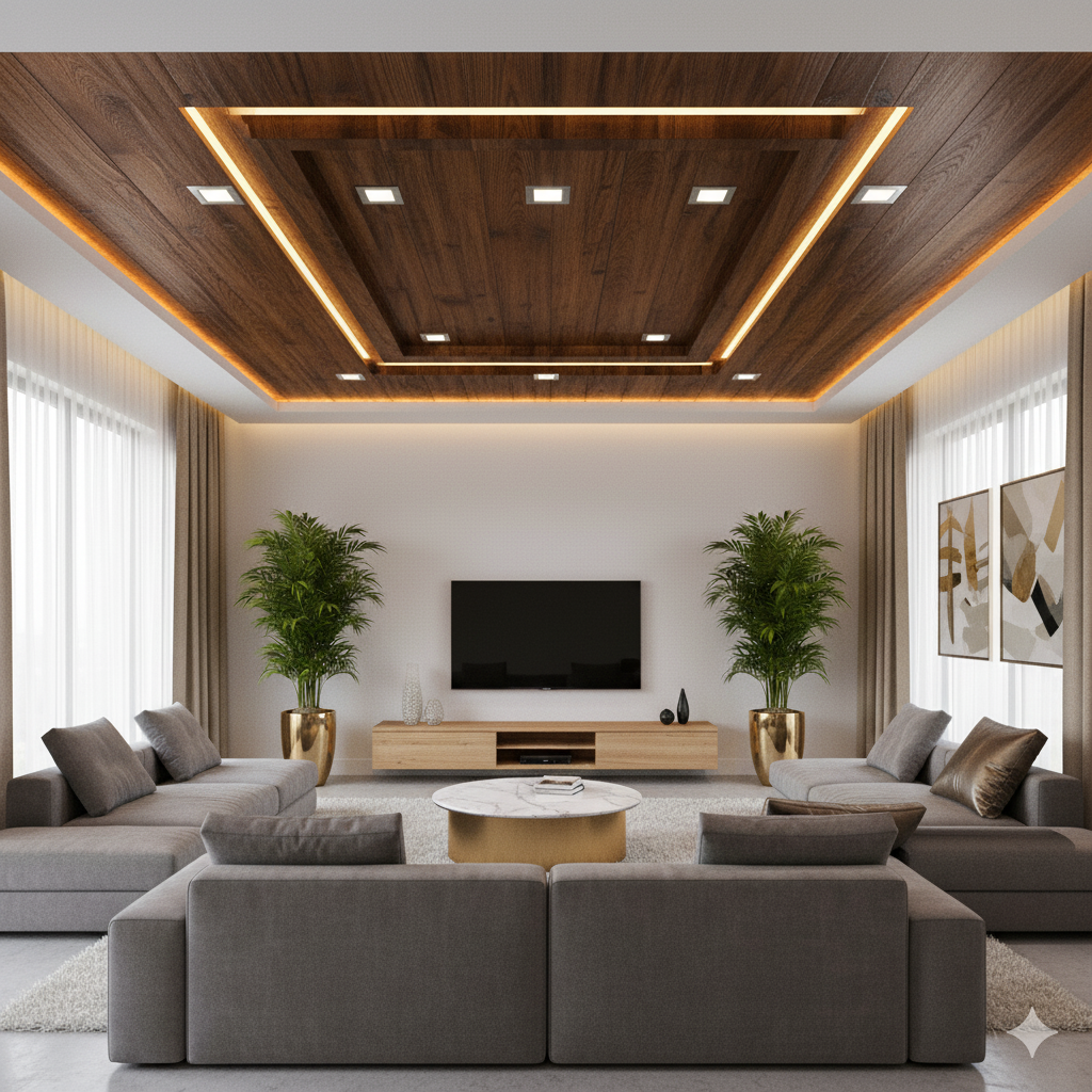 Plafon Gypsum Motif Kayu